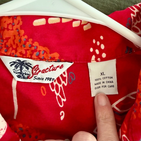 Vintage Red Structure Hawaiian Shirt Men’s XL - Picture 6 of 6